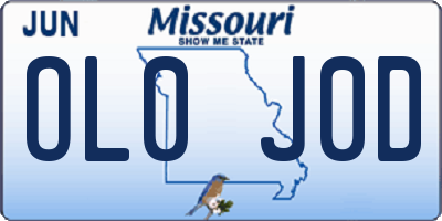 MO license plate OL0J0D
