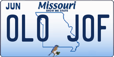 MO license plate OL0J0F