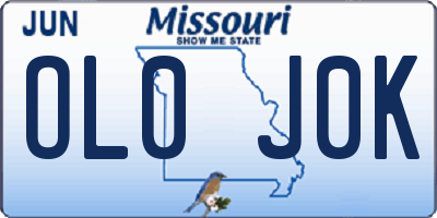 MO license plate OL0J0K
