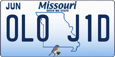MO license plate OL0J1D