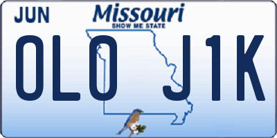 MO license plate OL0J1K