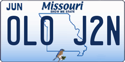 MO license plate OL0J2N