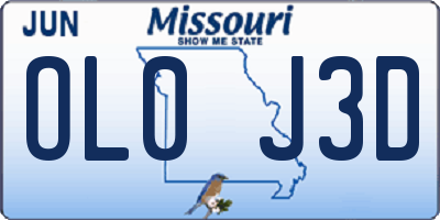 MO license plate OL0J3D