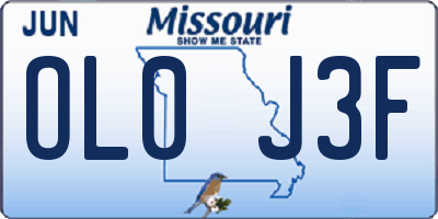 MO license plate OL0J3F