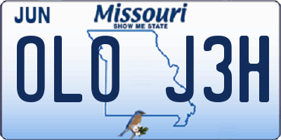 MO license plate OL0J3H