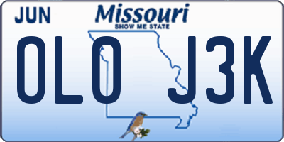MO license plate OL0J3K