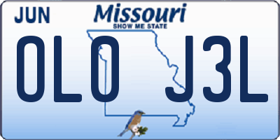 MO license plate OL0J3L