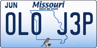 MO license plate OL0J3P