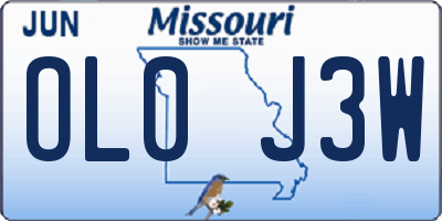 MO license plate OL0J3W