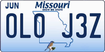 MO license plate OL0J3Z