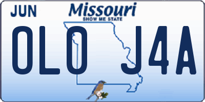 MO license plate OL0J4A
