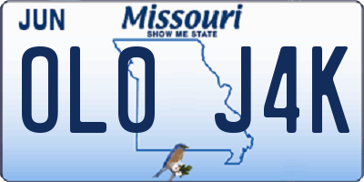 MO license plate OL0J4K