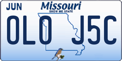 MO license plate OL0J5C