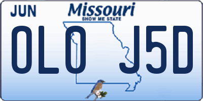 MO license plate OL0J5D