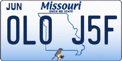 MO license plate OL0J5F