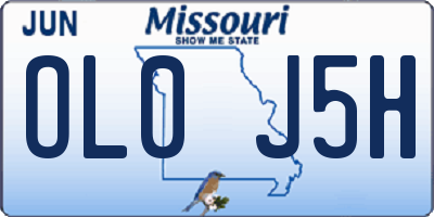 MO license plate OL0J5H