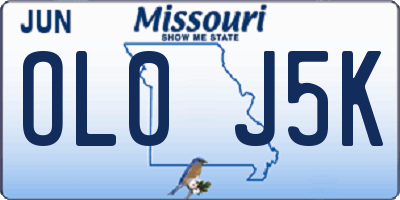 MO license plate OL0J5K