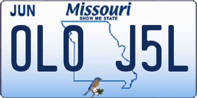 MO license plate OL0J5L
