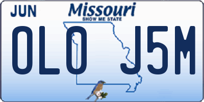 MO license plate OL0J5M
