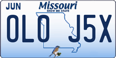 MO license plate OL0J5X