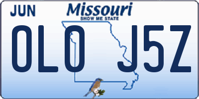 MO license plate OL0J5Z