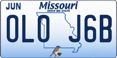 MO license plate OL0J6B