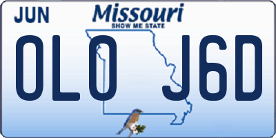 MO license plate OL0J6D