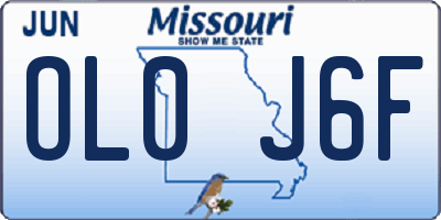 MO license plate OL0J6F