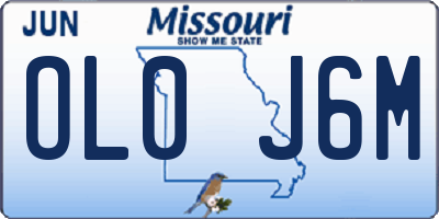 MO license plate OL0J6M
