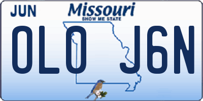 MO license plate OL0J6N
