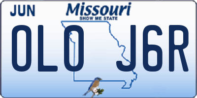 MO license plate OL0J6R