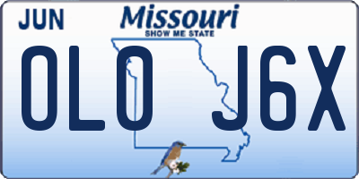 MO license plate OL0J6X