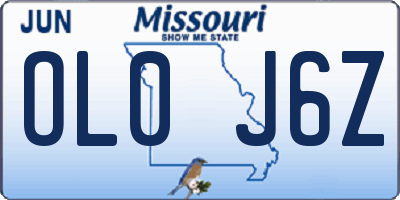 MO license plate OL0J6Z