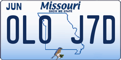 MO license plate OL0J7D