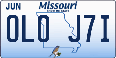 MO license plate OL0J7I