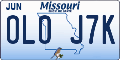MO license plate OL0J7K