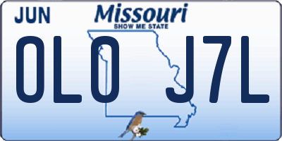 MO license plate OL0J7L
