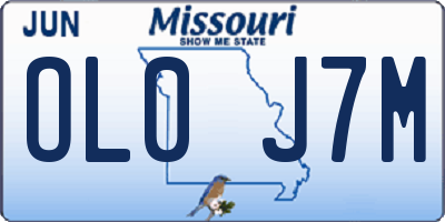MO license plate OL0J7M