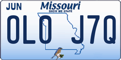 MO license plate OL0J7Q