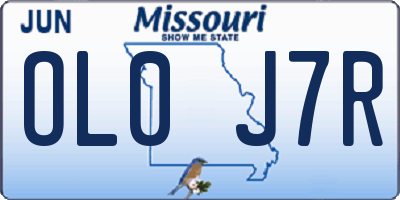 MO license plate OL0J7R