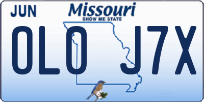 MO license plate OL0J7X