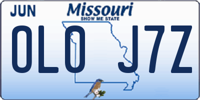 MO license plate OL0J7Z