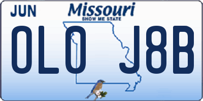 MO license plate OL0J8B