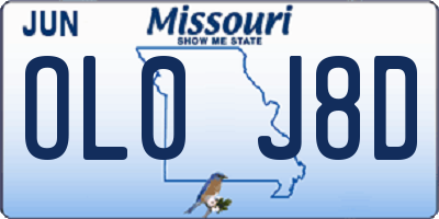 MO license plate OL0J8D