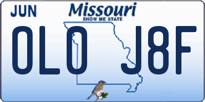 MO license plate OL0J8F