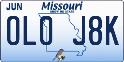 MO license plate OL0J8K
