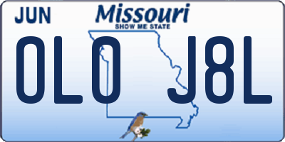 MO license plate OL0J8L