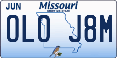 MO license plate OL0J8M