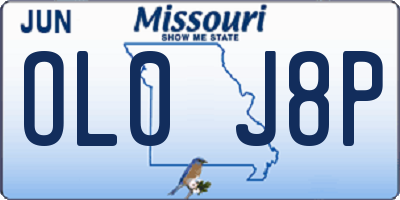MO license plate OL0J8P
