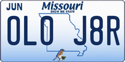 MO license plate OL0J8R